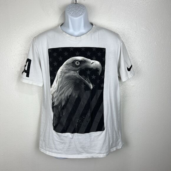 Nike Shirt Men Large White Athletic Cut American Eagle Patriotic Graphic Tee - Picture 13 of 14